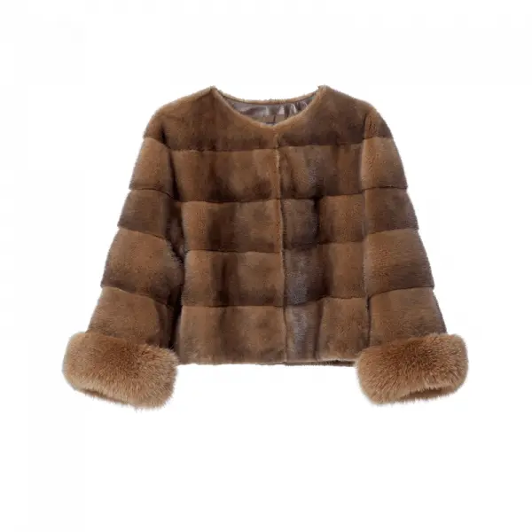 Brown Fur Jacket with Cuffs