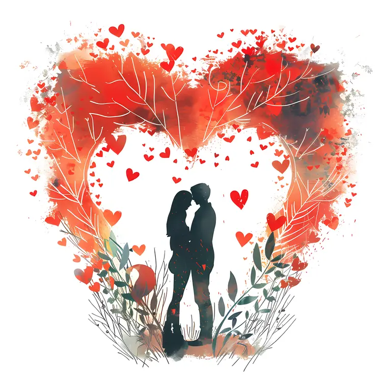 Romantic Couple in Heart Shape