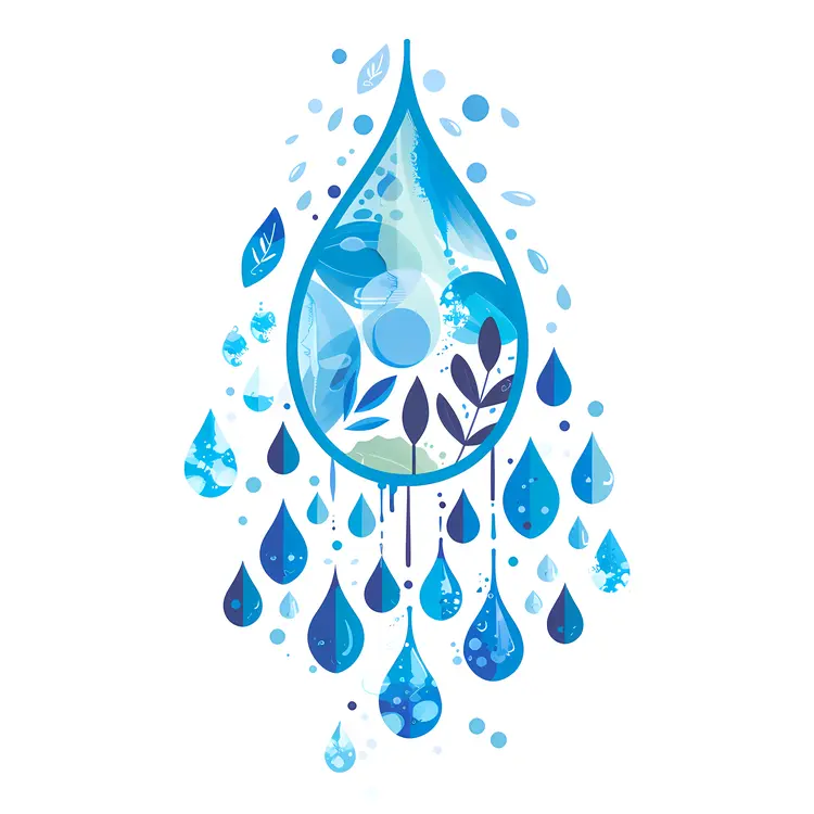 Artistic Water Drop with Leaves
