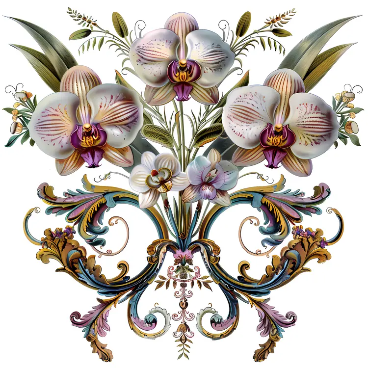 Orchid Bouquet with Decorative Elements