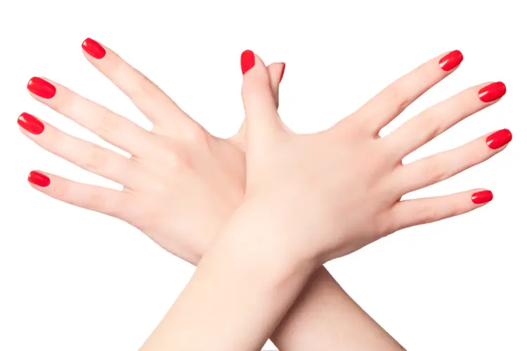 Hands with Red Nail Polish