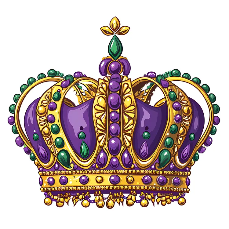 Detailed Gold and Purple Crown with Jewels