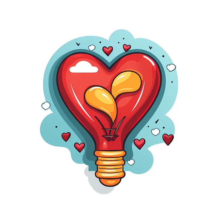 Heart Shaped Light Bulb with Love