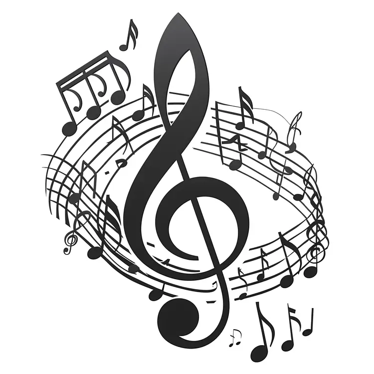 Treble Clef with Music Notes and Staff