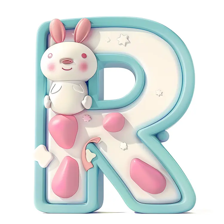 Cute Bunny with R Letter