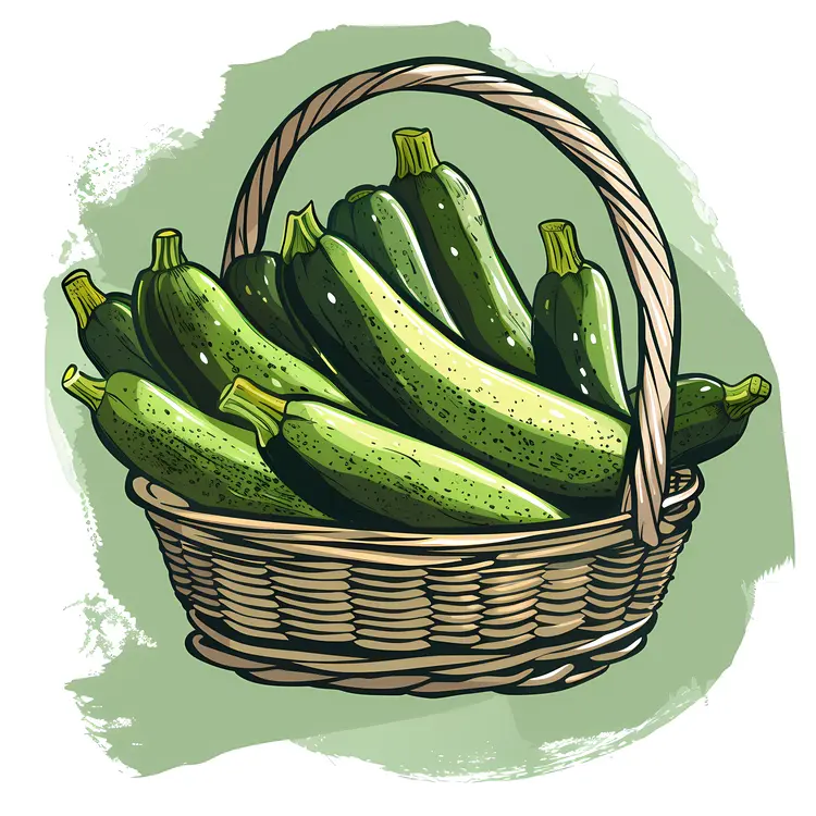 Basket Full of Green Zucchinis