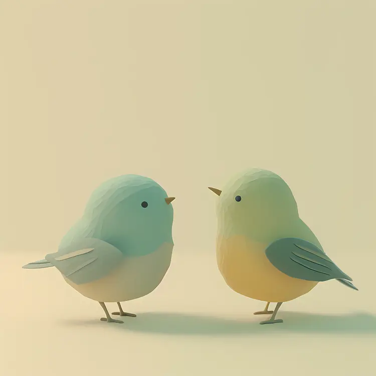 Pair of Cute Cartoon Birds