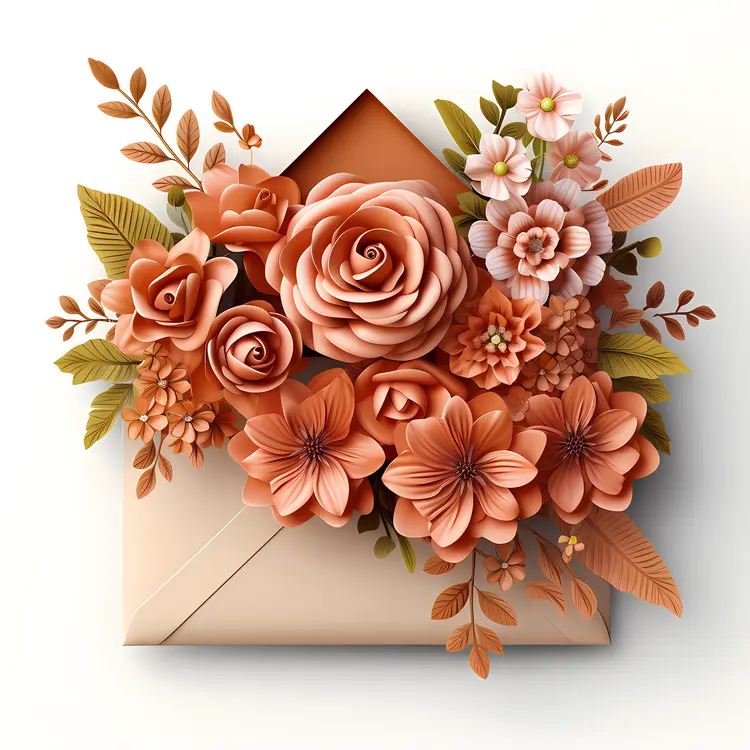 Floral Envelope with Roses and Flowers