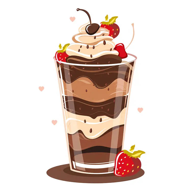 Chocolate Parfait with Strawberries and Whipped Cream
