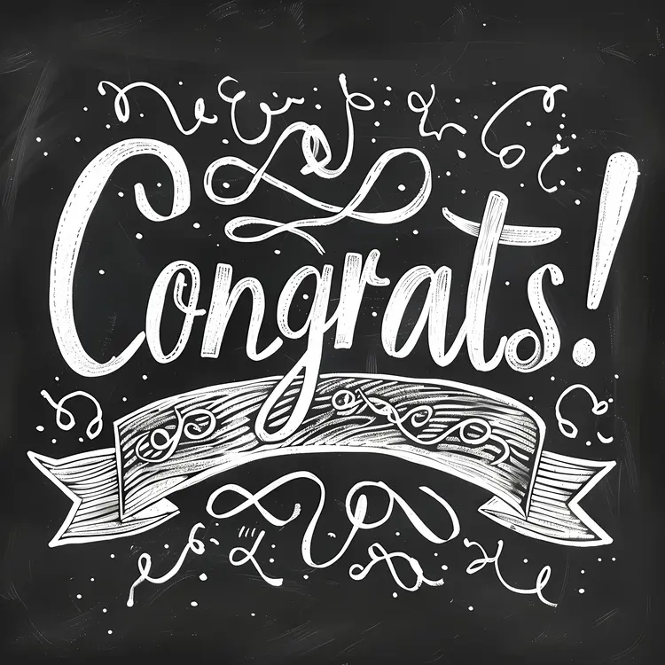 Congrats Text with Chalkboard Style