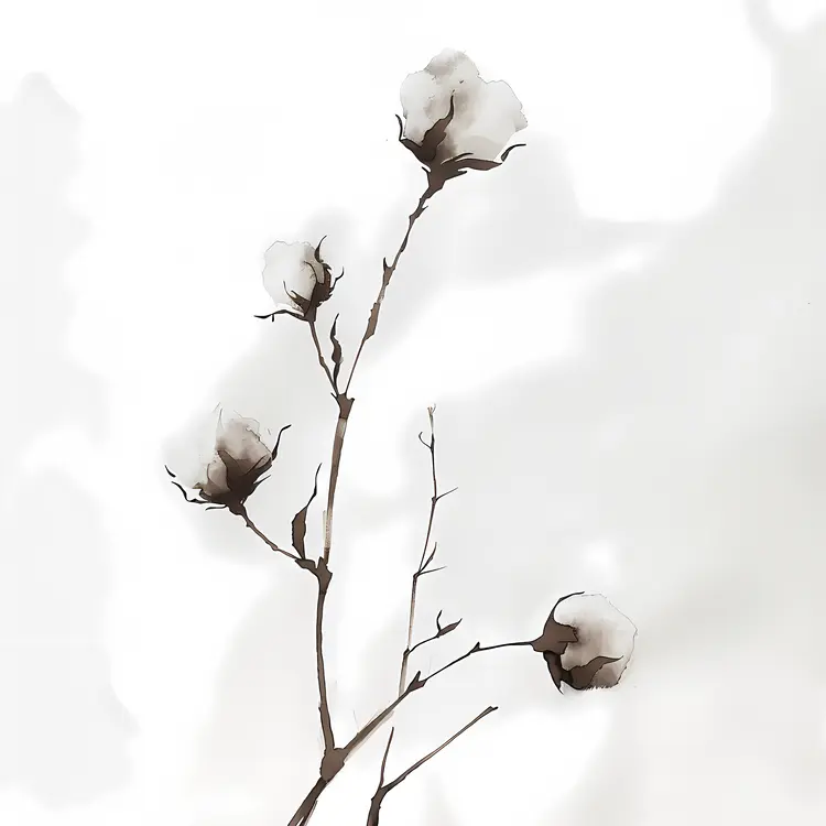 Minimalist Cotton Plant Art