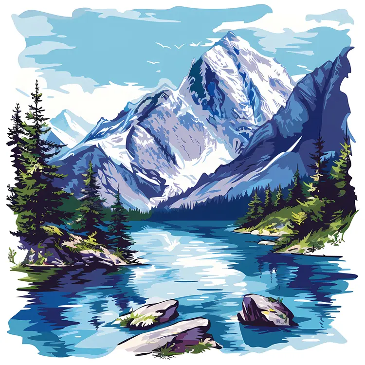 Peaceful Mountain Lake Landscape