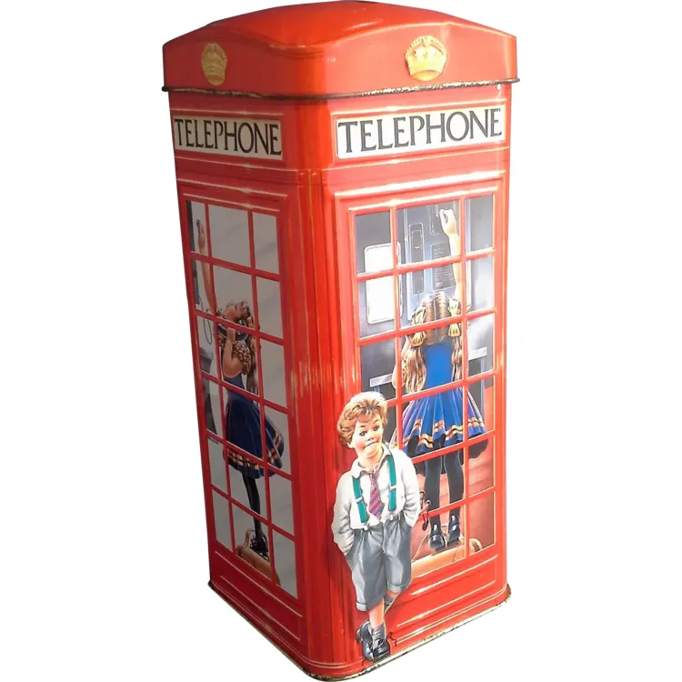 Classic Red Telephone Booth with Children