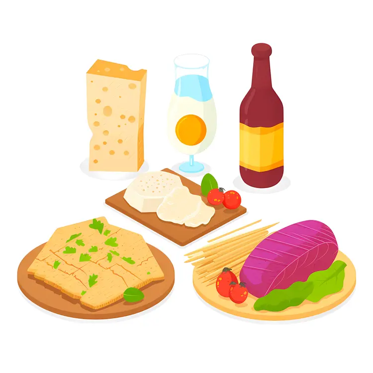 Cheese and Wine with Crackers and Tomatoes