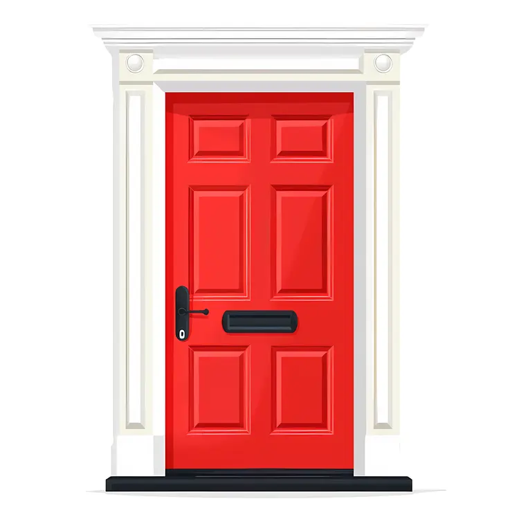 Red Door with White Frame