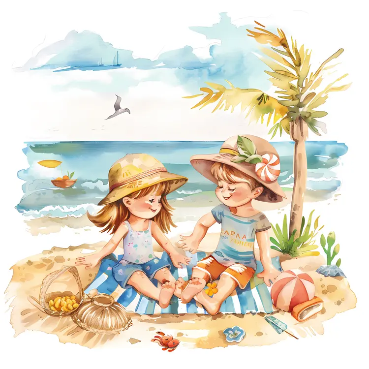 Children Playing on Beach