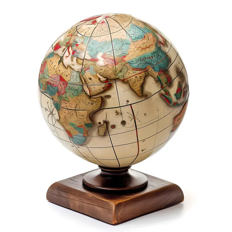 Vintage Globe on Wooden Stand