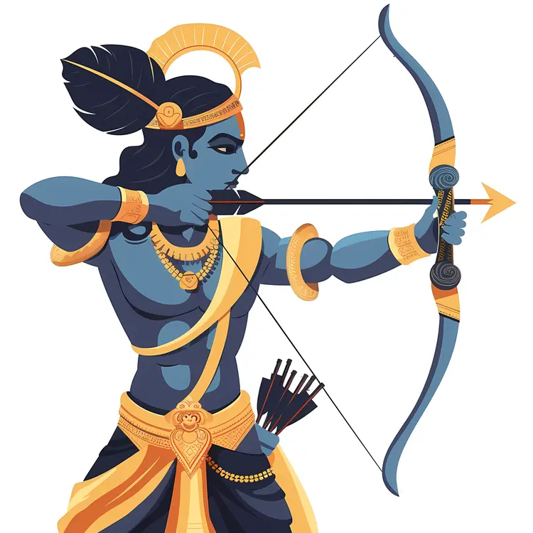 Blue-Skinned Archer with Bow and Arrow