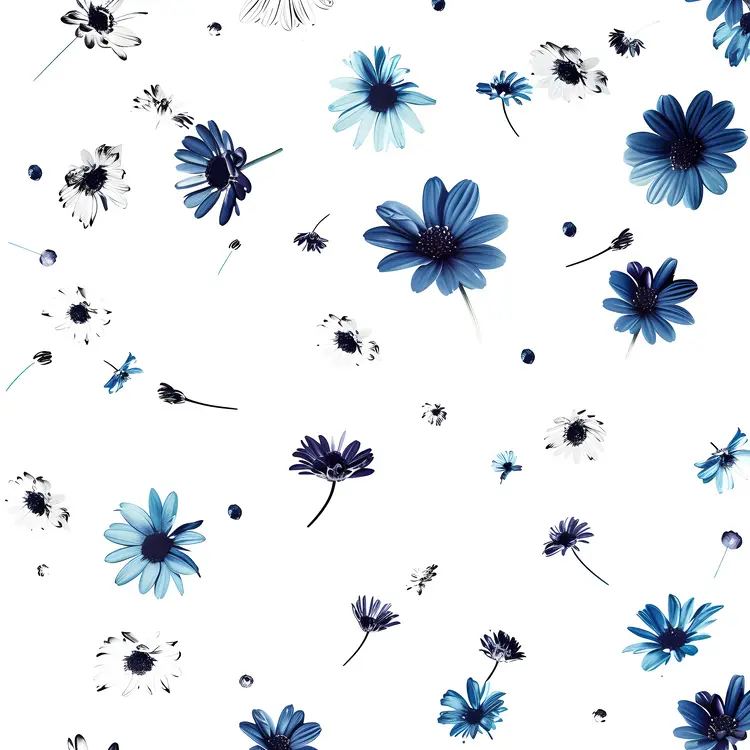 Blue and White Flowers in Bloom
