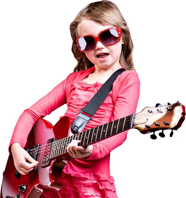Girl Playing Guitar with Sunglasses