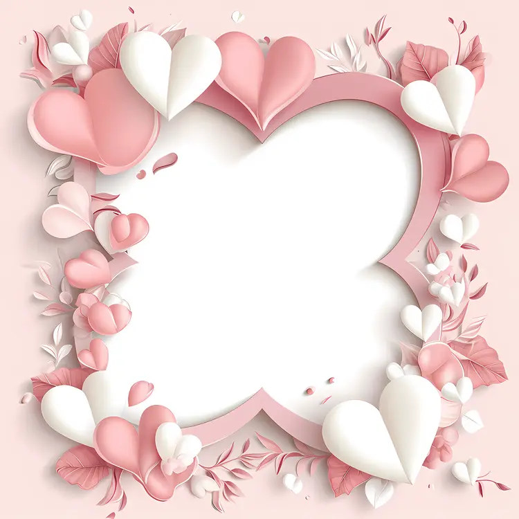 Heart Frame with Pink and White Hearts for Valentine's Day