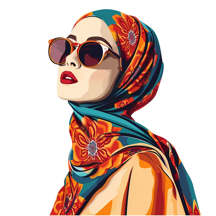 Stylish Woman with Sunglasses and Hijab