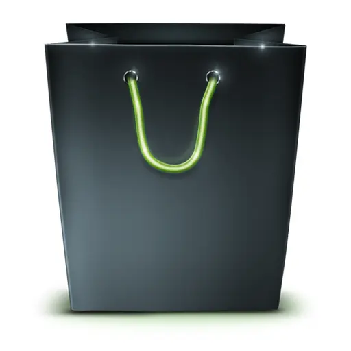 Black Shopping Bag with Green Handle
