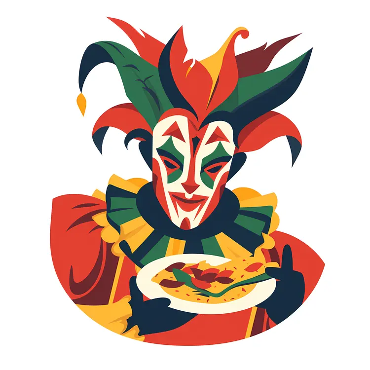 Jester with pizza