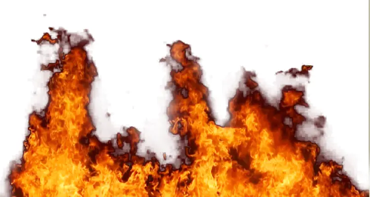Tall Flames on Transparent Background