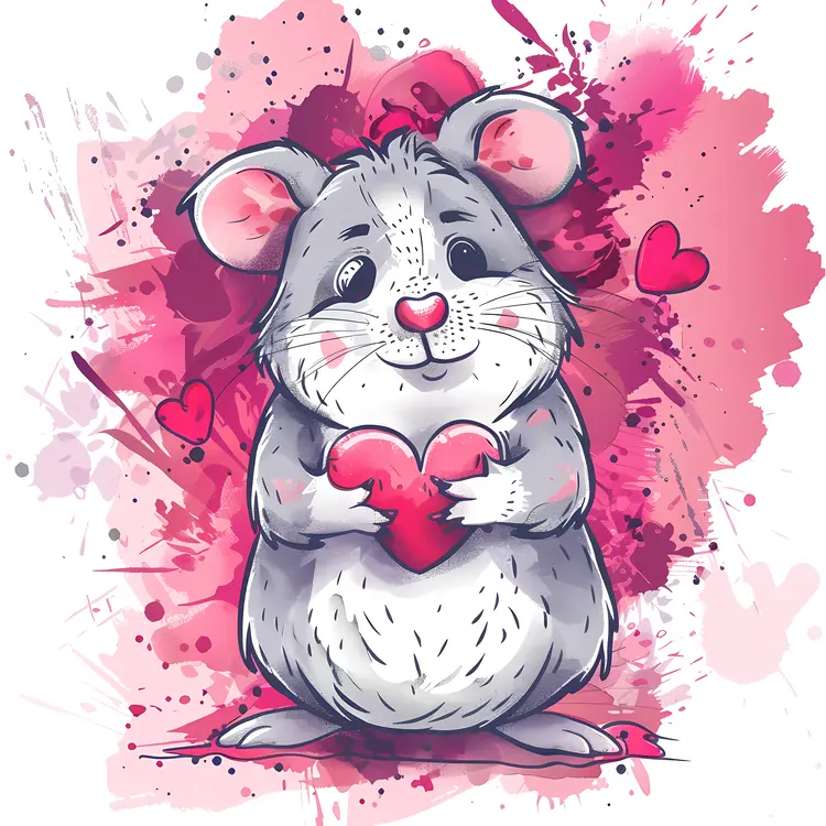 Cute Mouse Holding a Heart
