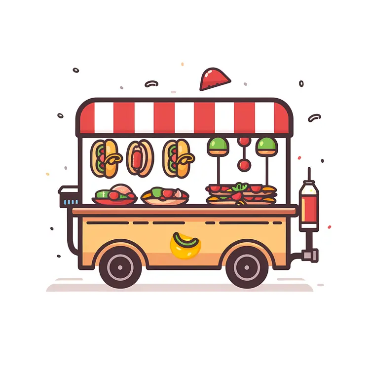 Colorful Street Food Cart