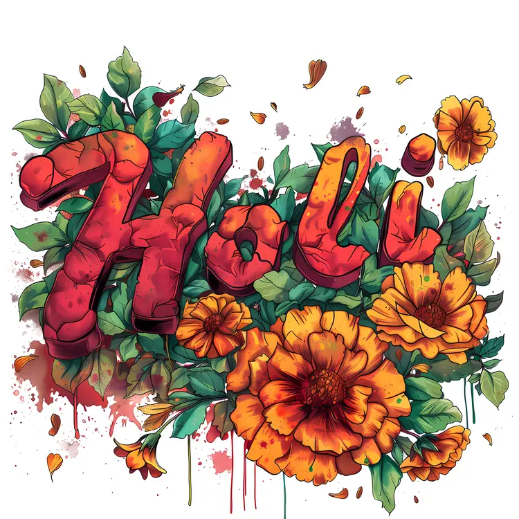 Holi Festival with Floral and Colorful Design