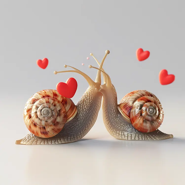 Snails in Love with Hearts
