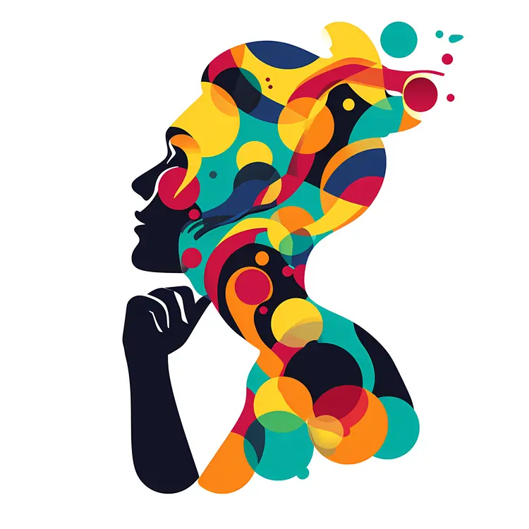 Creative Thinking Woman with Colorful Patterns