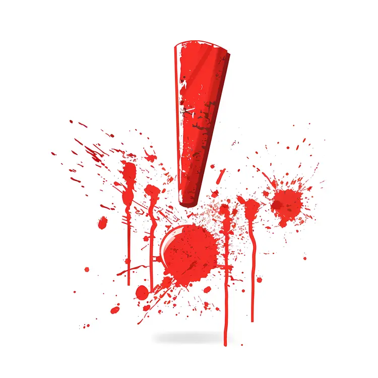 Grunge Red Exclamation Mark with Paint Splatter