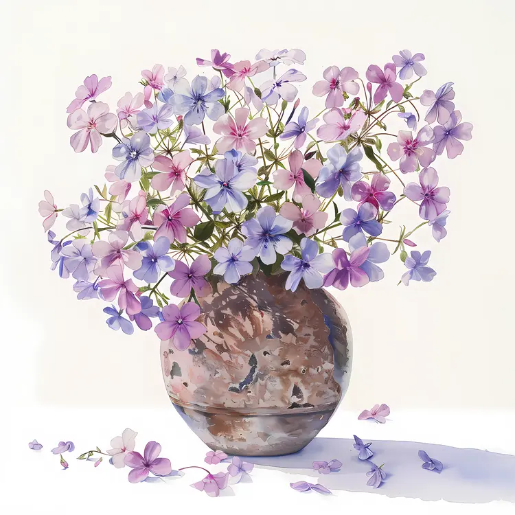 Purple and Pink Flowers in a Vase