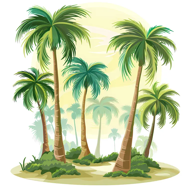 Tropical Palm Trees in the Sun