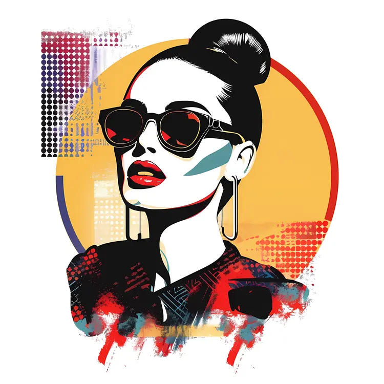 Modern Woman with Bun and Sunglasses