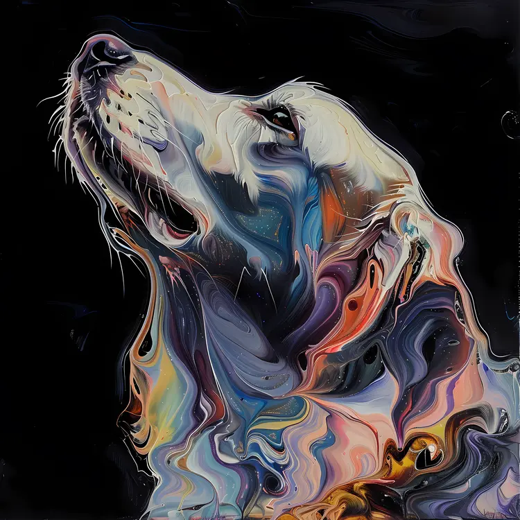 Colorful Dog in Abstract Art