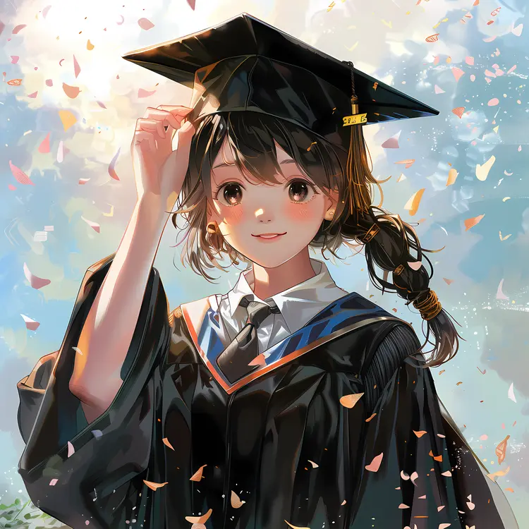 Graduation Girl in Cap and Gown
