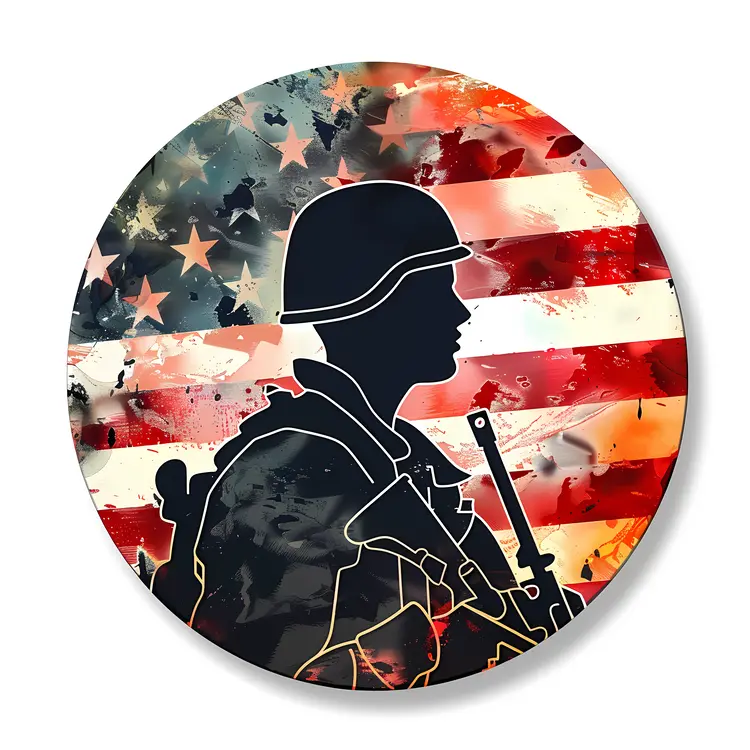 Soldier Silhouette with American Flag for Veterans Day