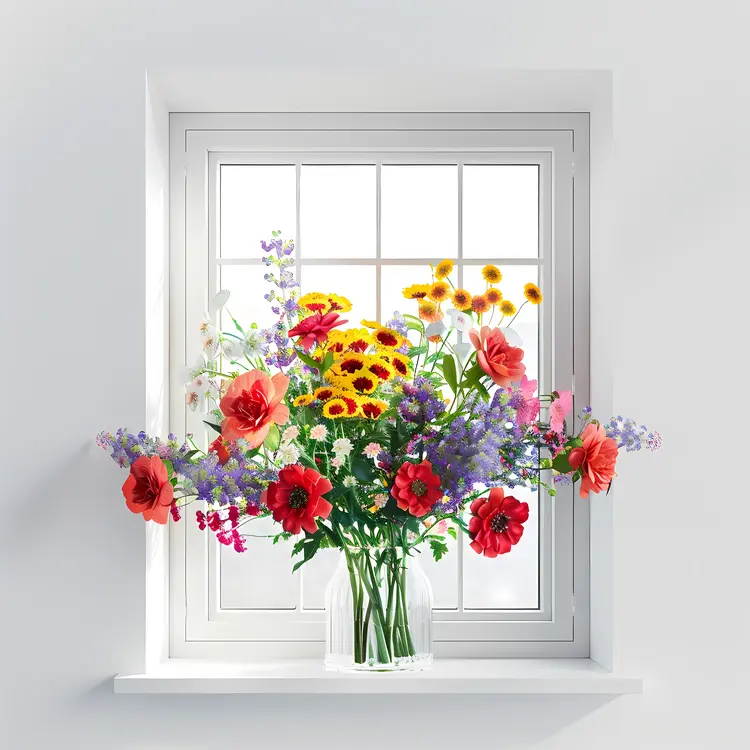 Modern Window with Flower Vase