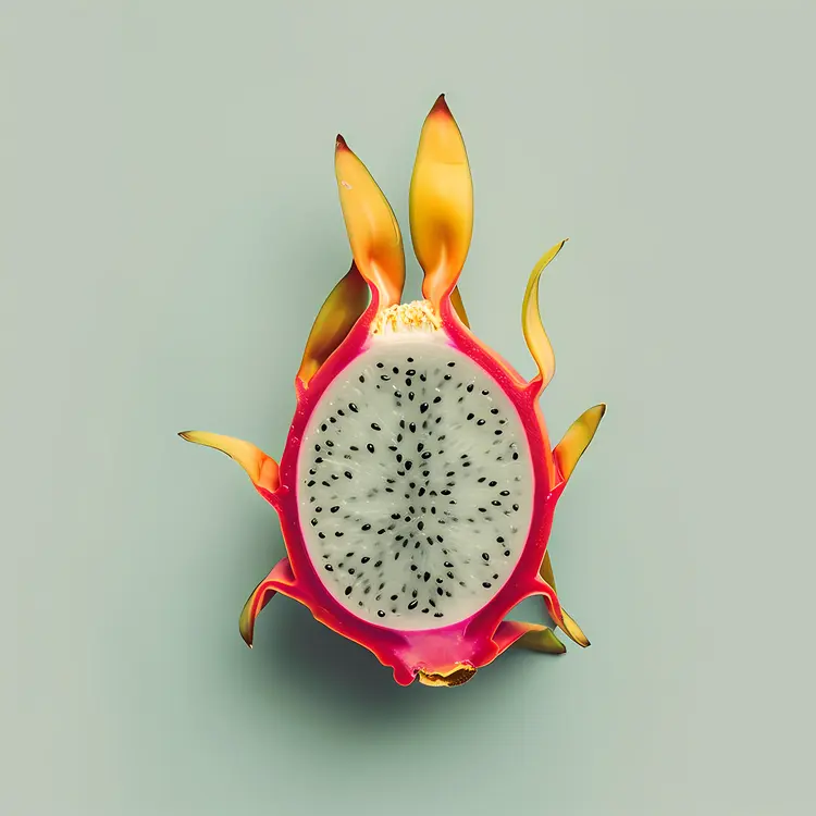 Cut Dragon Fruit with White Flesh