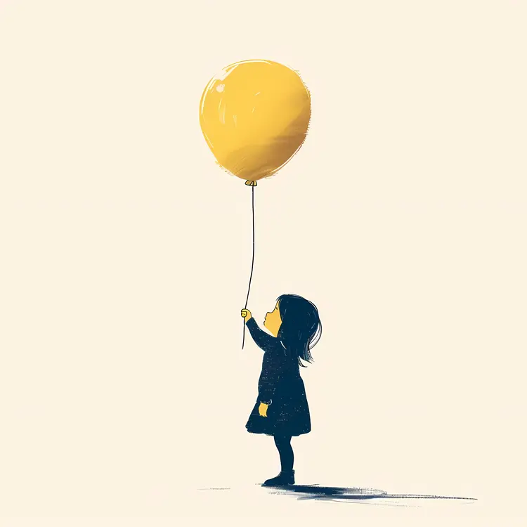 Girl with Yellow Balloon Silhouette