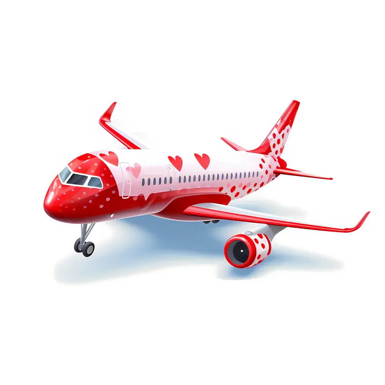 Red and White Airplane with Hearts for Valentine's Day