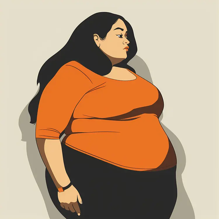 Plus-Size Woman in Orange Shirt
