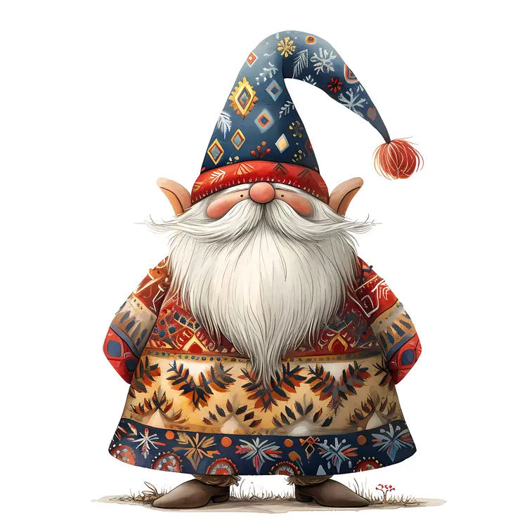 Cute Gnome with Blue Hat and Beard