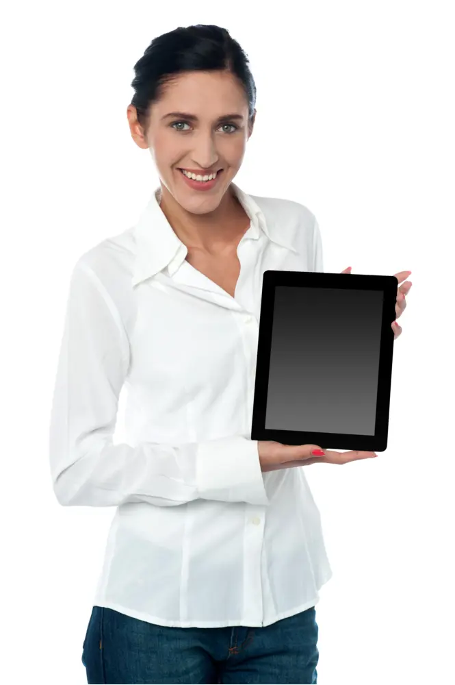 Woman Holding a Tablet