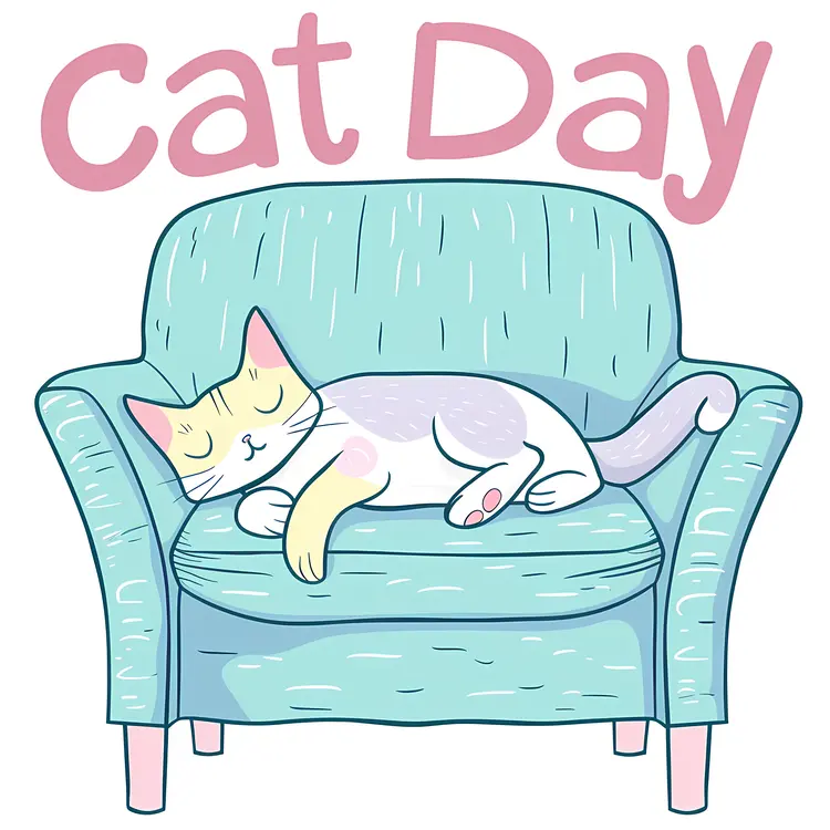 Sleeping Cat on Chair for Cat Day