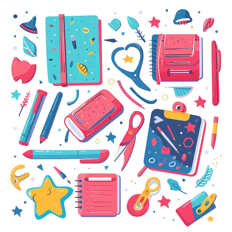 Vibrant Stationery and Notebook Doodles